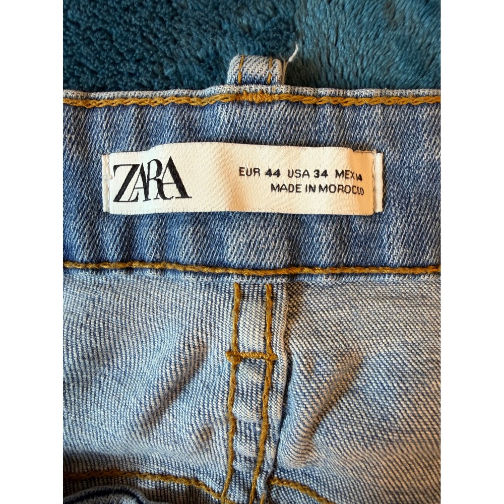 Zara Man Light Wash Slim Fit Denim Jeans Blue Size 34 EUR 44 Made in Morocco - Picture 3 of 3